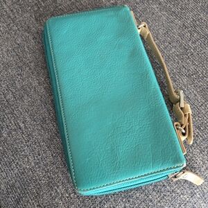 DANIER Teal Leather Clutch Wallet – Large Travel Size